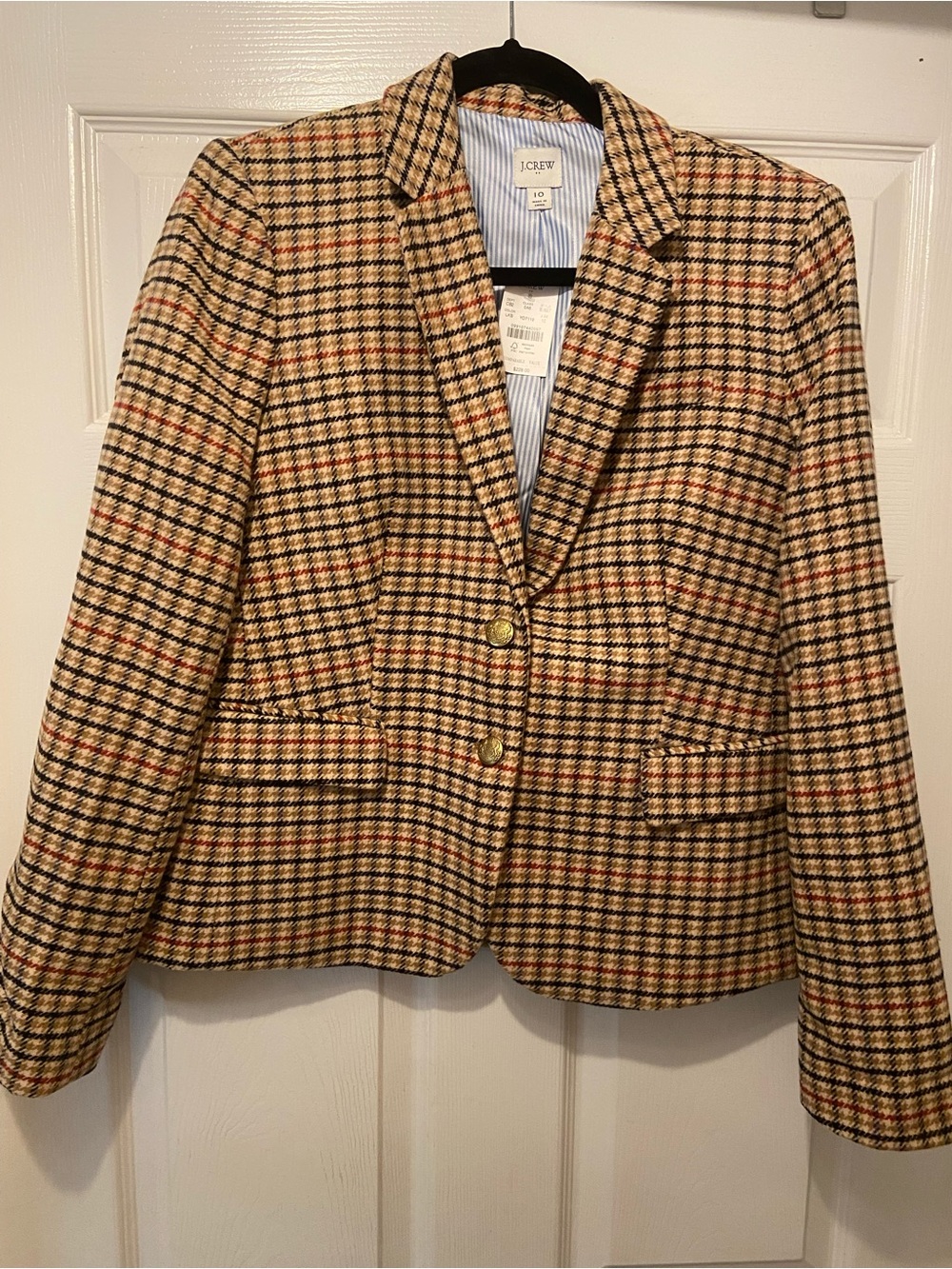 J. Crew Women's Tweed Plaid Blazer - Tan Multi